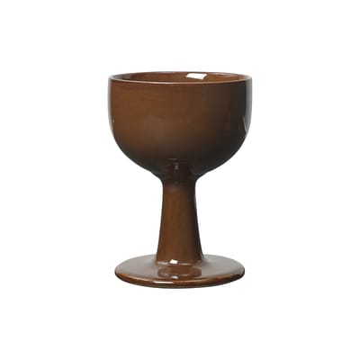 ferm living - verre à vin floccula en céramique, grès couleur marron 9 x 12.5 cm designer trine andersen made in design