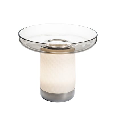 Lampe sans fil rechargeable Bontà verre gris / Plateau amovible - Ø 26 x H 21,4 cm - Artemide