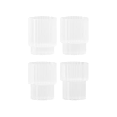 Verre Ripple verre blanc / Set de 4 - Ø 7 x H 9 cm (20 cl) - Ferm Living