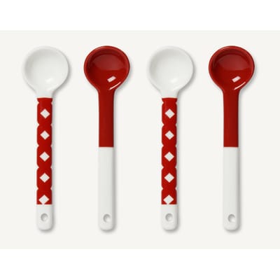 marimekko - cuillère okko en céramique, porcelaine émaillée couleur rouge 12 x 18.17 cm designer carina seth-andersson made in design