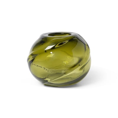 Vase Water Swirl verre vert / soufflé bouche - Ø 21 x H 16 cm - Ferm Living