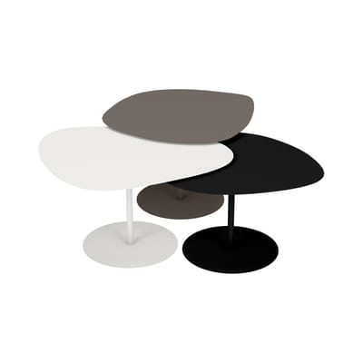 Tables gigognes Galet OUTDOOR métal blanc noir / Set de 3 - Aluminium - Matière Grise