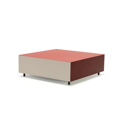 Table basse Bloc Medium bois rouge / 1 tiroir - 85 x 85 cm - Established & Sons
