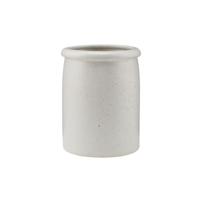 Pot à ustensiles Pion céramique blanc gris / Ø 11 x H 15 cm - Porcelaine mouchetée - House Doctor