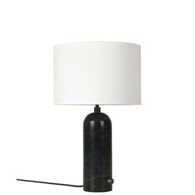 Lampe de table Gravity Small tissu pierre blanc noir / Ø 30 x H 49 cm - Gubi