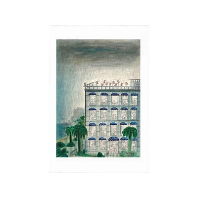 Affiche Sempé - Immeuble pluie papier multicolore / 38 x 56 cm - Image Republic