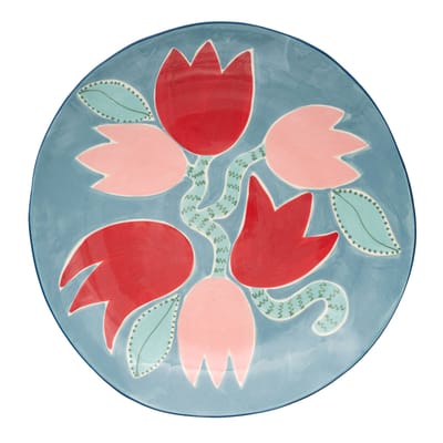 laetitia rouget - assiette de présentation vaisselle en céramique, grès couleur bleu 36 x 5 cm designer laëtitia rouget made in design