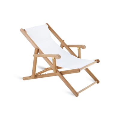 Chaise longue pliable inclinable Chelsea blanc bois naturel / Accoudoirs - Unopiu