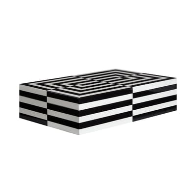 Boîte Op Art Large bois blanc noir / Laque - 30 x 20 cm - Jonathan Adler