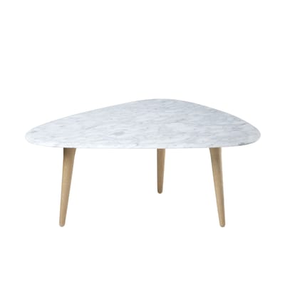 Table basse Small pierre blanc bois naturel / Marbre - 85 x 53 cm - RED Edition