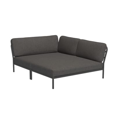 Canapé de jardin modulable Level Cozy tissu gris / Assise profonde - Angle droite - L 173,5 x P 139 