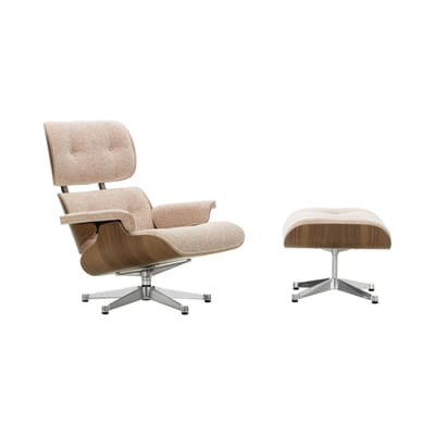 Set fauteuil & repose-pieds Lounge Chair & Ottoman tissu rose / Eames, 1956 - Vitra