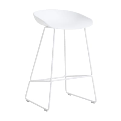 Tabouret de bar About a stool AAS 38 LOW plastique blanc / H 65 cm - Recyclé - Hay