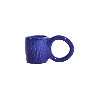petite friture - tasse à café donut en céramique, faïence émaillée couleur bleu 17 x 8 9 cm designer pia chevalier made in design