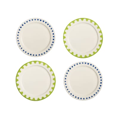Klevering Green & - Dessert Plate Folk - China Size 4