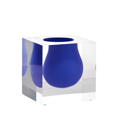 Vase Bel Air Mini Scoop plastique bleu / Carré L 10 cm - Jonathan Adler