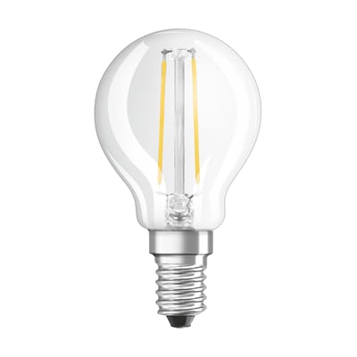 Ampoule LED E14 verre transparent / Sphérique claire - 2,8W=25W (2700K, blanc chaud) - Osram