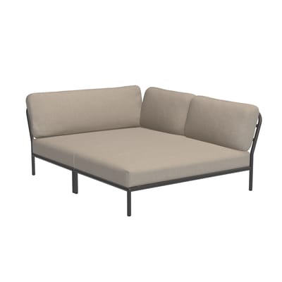 Canapé de jardin modulable Level Cozy tissu beige / Assise profonde - Angle droite - L 173,5 x P 139