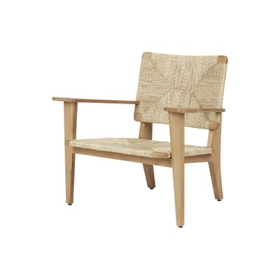 Fauteuil bas F-chair beige bois naturel / OUTDOOR - Teck & corde polyéthylène / Réédition 1949 - Gub