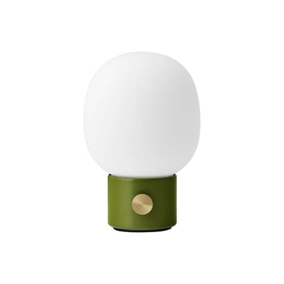 audo copenhagen - lampe sans fil rechargeable jwda en verre, verre soufflé bouche couleur vert 14.5 x 23.5 cm designer jonas wagell made in design