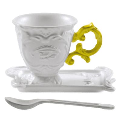 seletti - tasse à café i-wares en céramique, porcelaine couleur jaune 13 x 10 7 cm designer selab made in design
