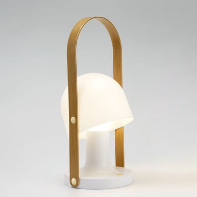 Lampe sans fil rechargeable FollowMe Plus plastique blanc bois naturel / LED - H 44 cm - Marset