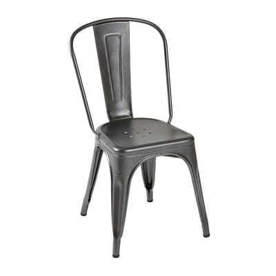 Chaise empilable A Outdoor métal gris / Inox Couleur - Pour l'extérieur - Tolix