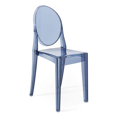 Chaise empilable Victoria Ghost plastique bleu / Polycarbonate 2.0 - Philippe Starck, 2005 - Kartell