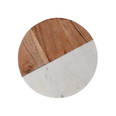 Planche à découper Gya pierre blanc bois naturel / Ø 25,5 cm - Bois & marbre - Bloomingville