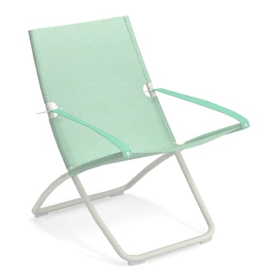 Chaise longue pliable inclinable Snooze métal bleu vert / 2 positions - Emu