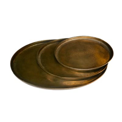 Plateau Oval Antique Brass or métal / Set de 3 - Pols Potten