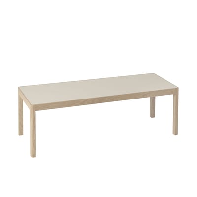 Table basse Workshop plastique gris bois naturel / 120 x 43 x H 38 cm - Linoleum - Muuto