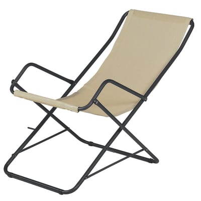 emu - chaise longue pliable en métal, toile couleur beige 22 x 58 95 cm made in design