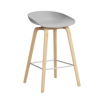 Tabouret de bar About a stool AAS 32 LOW plastique gris / H 65 cm - Recyclé - Hay