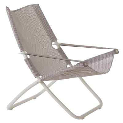 Chaise longue pliable inclinable Snooze tissu blanc métal & tissu blanc / 2 positions - Emu