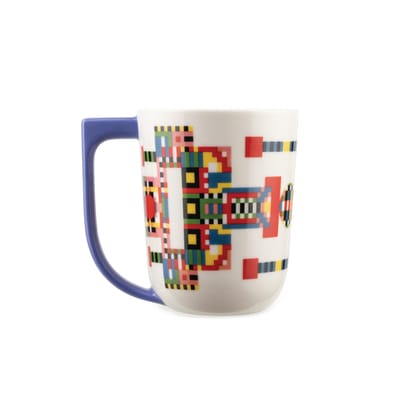 alessi - mug holyhedrics en céramique, porcelaine couleur rouge 9 x 12 cm designer elena salmistraro made in design