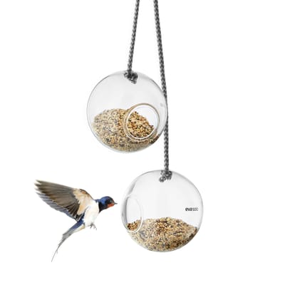 Mangeoire à oiseaux verre transparent / Lot de 2 - Ø 10 cm - Eva Solo