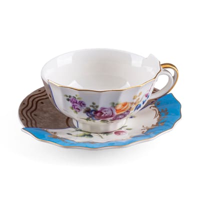 Tasse à thé Hybrid Kerma céramique multicolore / Set tasse + soucoupe - Seletti