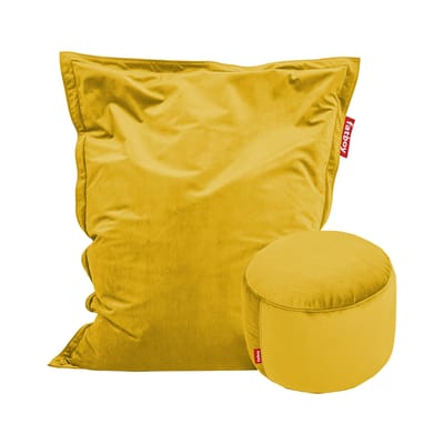 Pack promo Pouf Original Slim Velvet + pouf Point Velvet tissu jaune / Velours soyeux - Fatboy