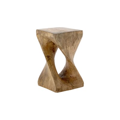 Table d'appoint Samara bois naturel / Tabouret - 26,5 x 26,5 x H 45,5 cm - Sculpté main - Bloomingvi