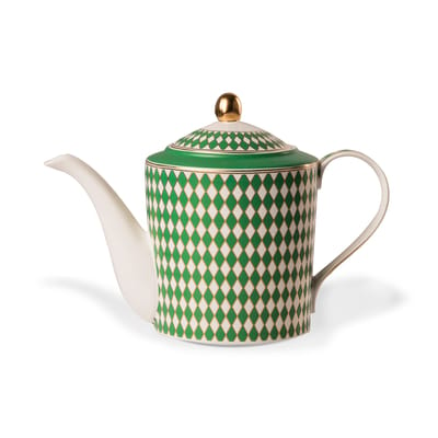 pols potten - théière chess en céramique, porcelaine émaillée couleur vert 26 x 22.1 18.2 cm made in design