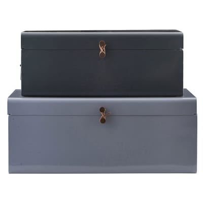 Coffre Metal métal bleu gris / Set de 2 - 60 x 36 cm - House Doctor