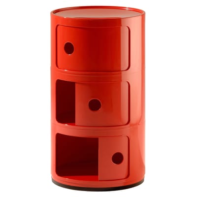 Rangement Componibili plastique rouge / 3 tiroirs - H 58 cm - Anna Castelli Ferrieri, 1968 - Kartell