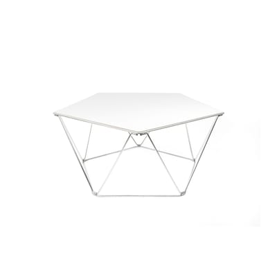 Table basse Penta bois blanc / Design 1970 - 82 x 88 x H 39 cm - Compagnie