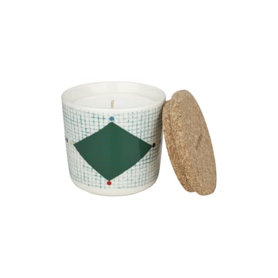 Bougie parfumée Losange céramique vert / Ø 7,5 x H 7 cm - Senteur forêt printanière - Marimekko