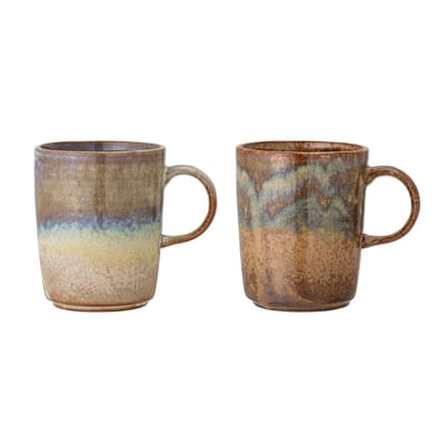 bloomingville - mug vaisselle en céramique, grès émaillé couleur marron 12.5 x 19.83 11 cm made in design