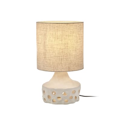 Lampe de table Oya 02 tissu céramique beige / Grès & tissu - Ø 25 x H 42 cm - Serax
