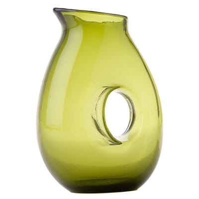 pols potten - carafe jug en verre, verre soufflé bouche couleur vert 17 x 12 22 cm designer studio made in design