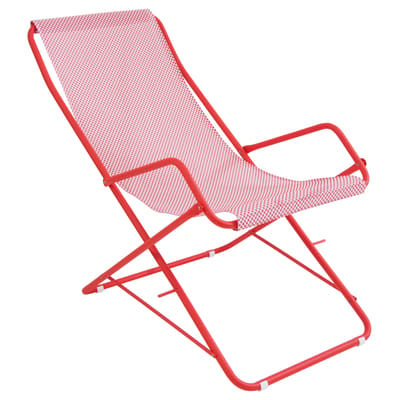 emu - chaise longue pliable bahama en métal, toile couleur rouge 59.44 x 58 95 cm made in design