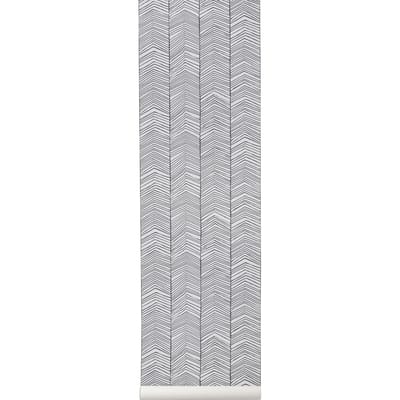 Papier peint Herringbone papier blanc noir / 1 rouleau - Larg 53 cm - Ferm Living